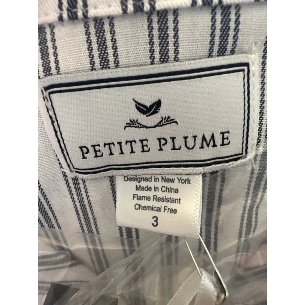 Petite Plume Kids' Ticking Stripe Pajama Set Navy French Size 3 New